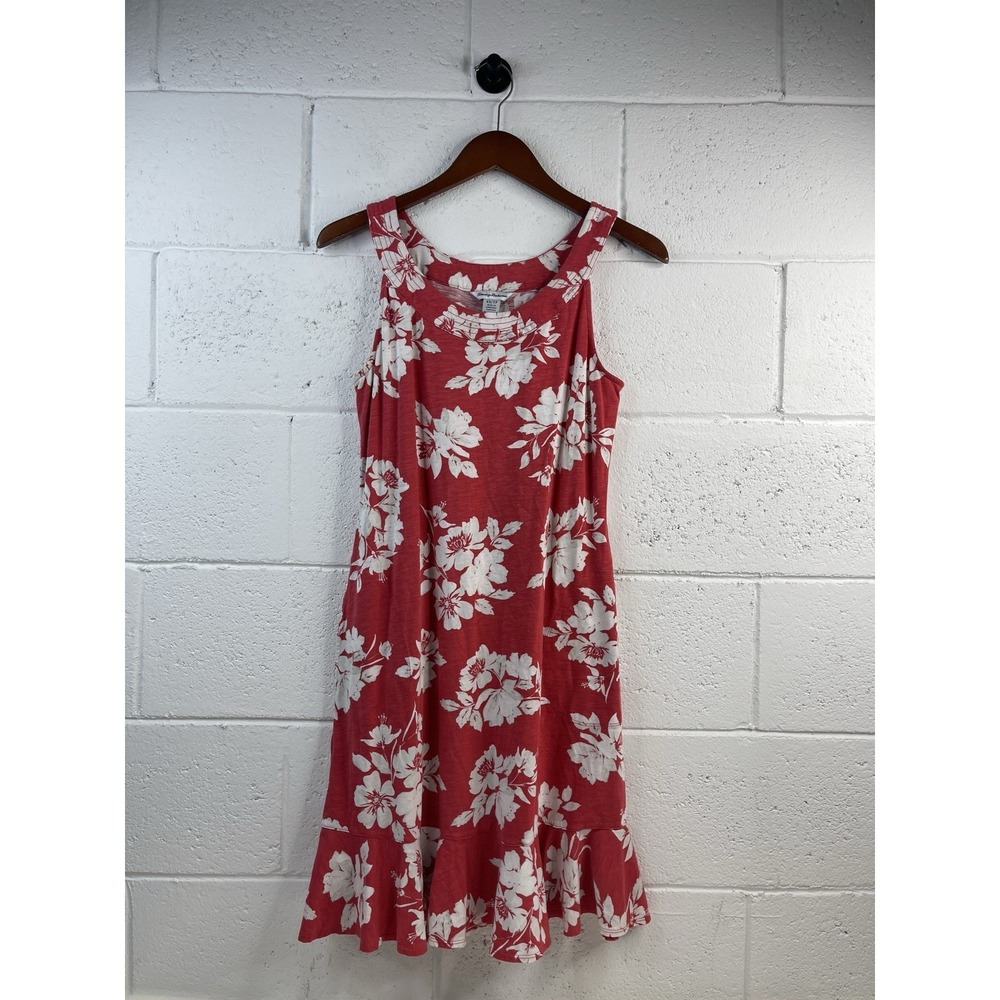Tommy Bahama Women's  Red Floral Tropical Sleeveless Ruffle Hem Dress  Size XS